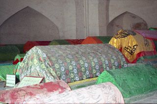 31 Tomb Of Abakh Hoja Inside Near Kashgar 1993 Tombs Are Decorated With Blue Glazed Tiles And Draped In Colourful Silks